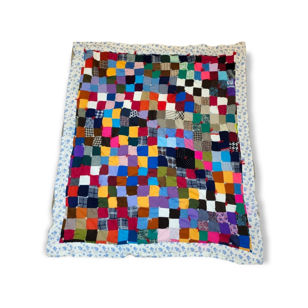 Beautiful 70s hand sewn baby quilt